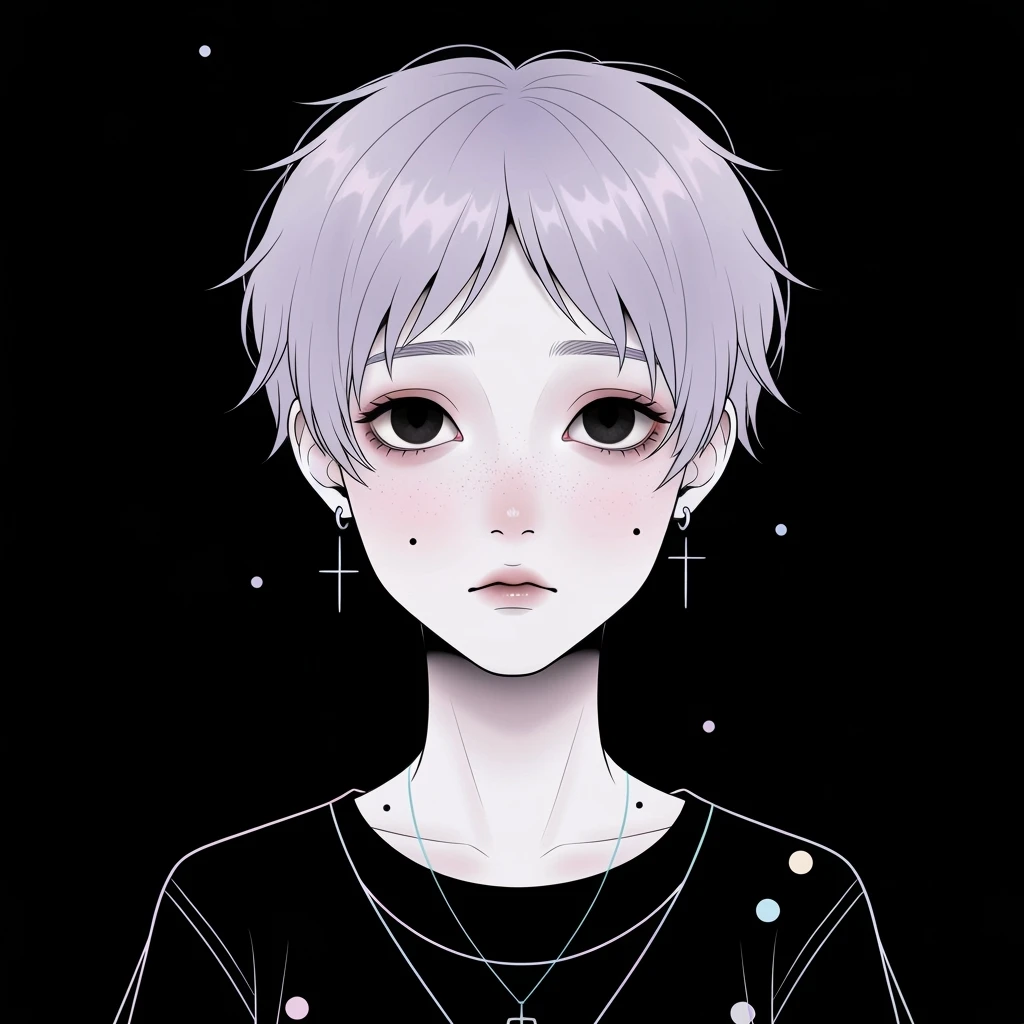 pastel horror profile picture, cute, expressive, minimal, black color palette, variation 1 emoji