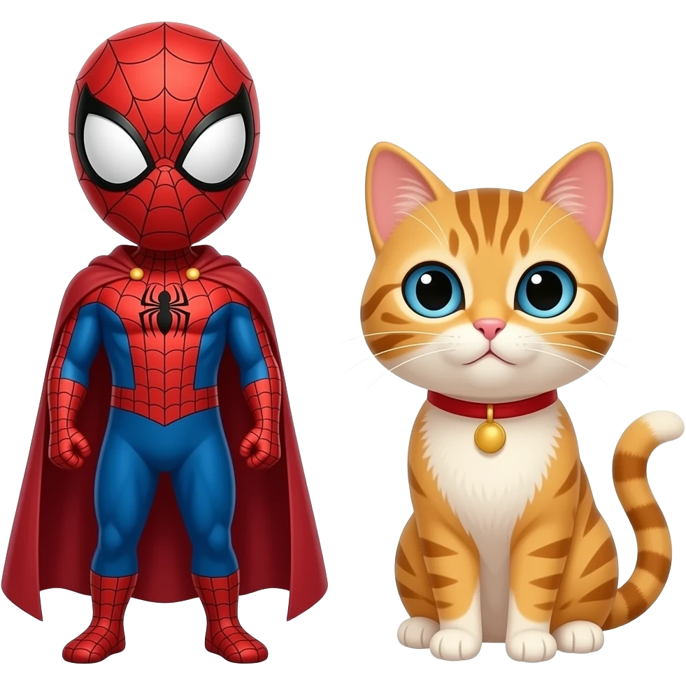 Spiderman with a random super héroe with a cat emoji