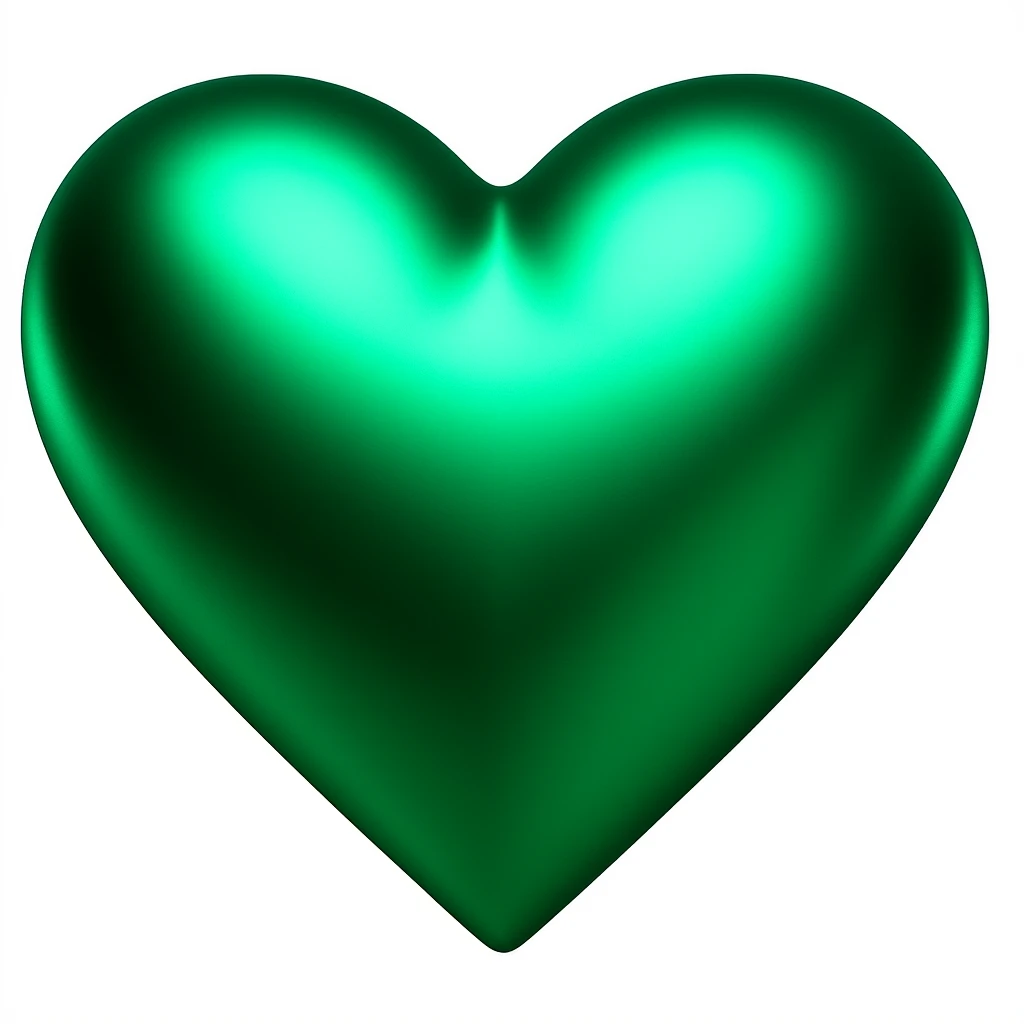 heart with a metallic green finish emoji