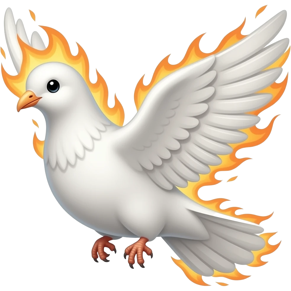 Peaceful dove with fire emoji