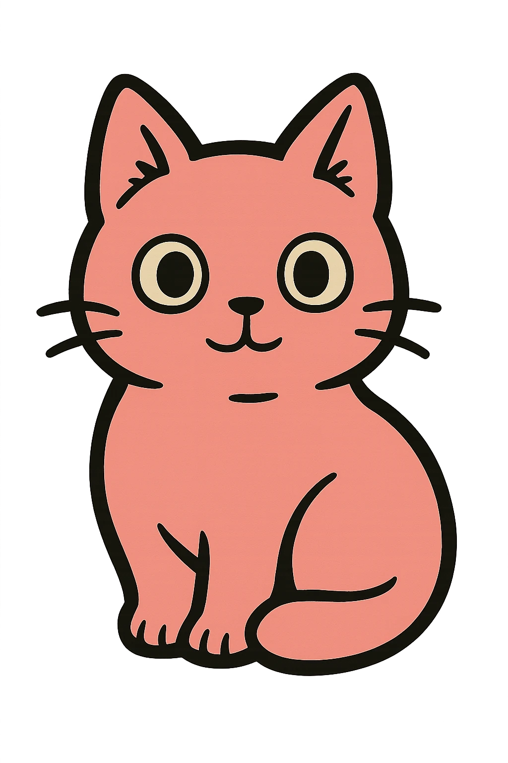 bold ghibli style icon of a pink cat emoji