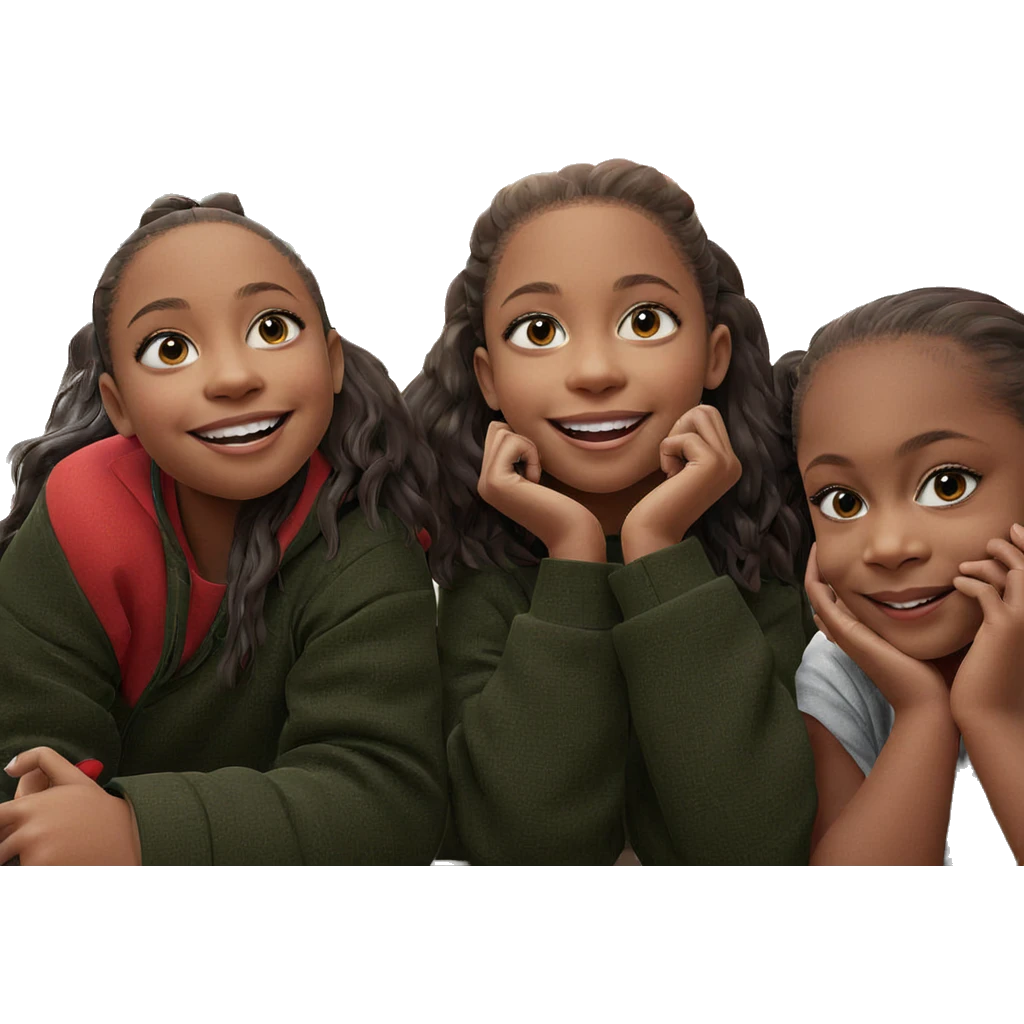 smiling girls by christmas tree emoji