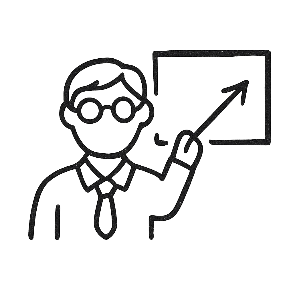 teacher, minimalist black outline icon, no fill, simple lines emoji