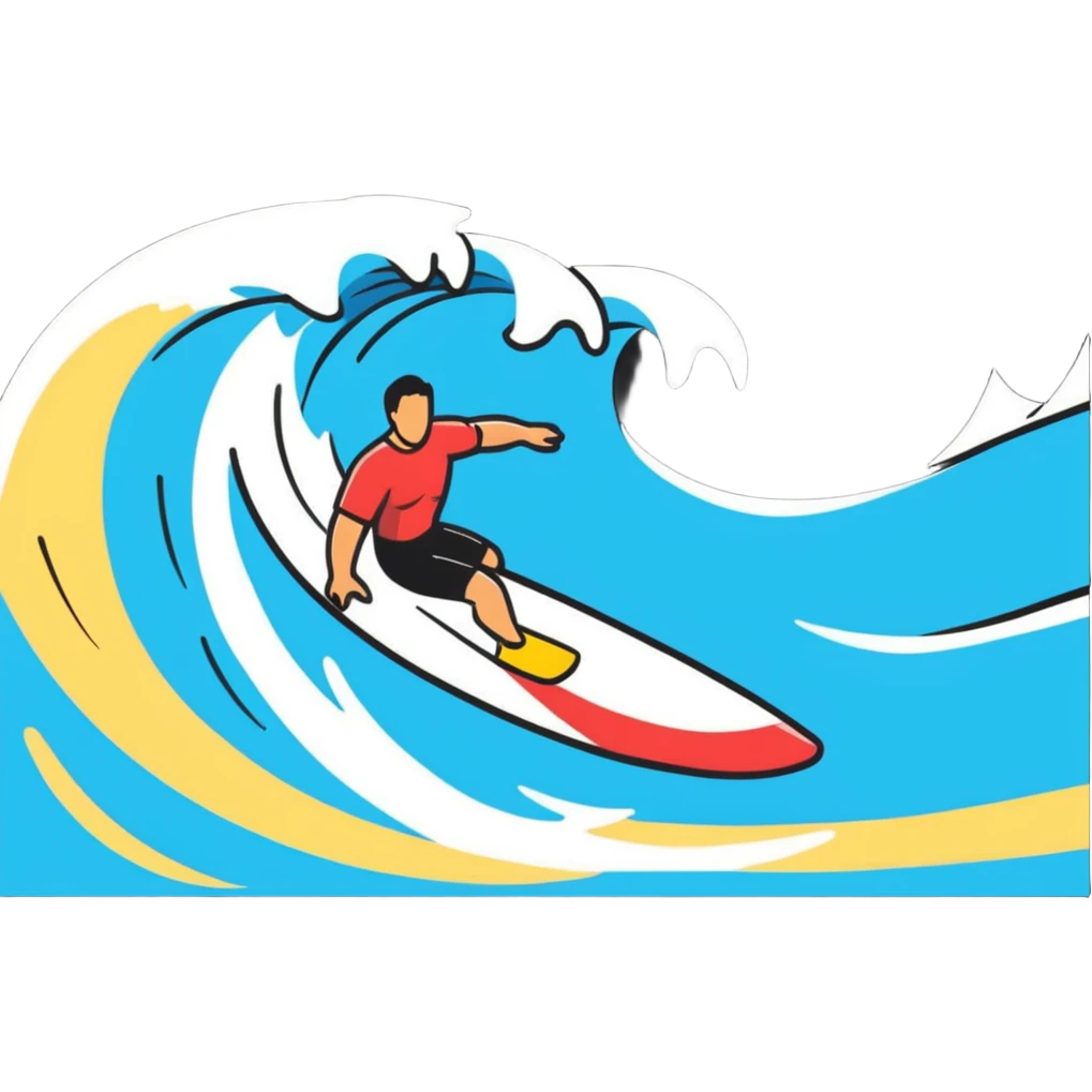 Man surfing on a big wave at the beach emoji