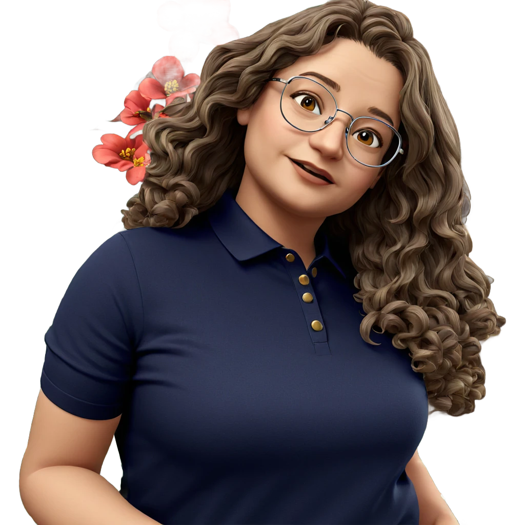 girl with glasses and flowers emoji