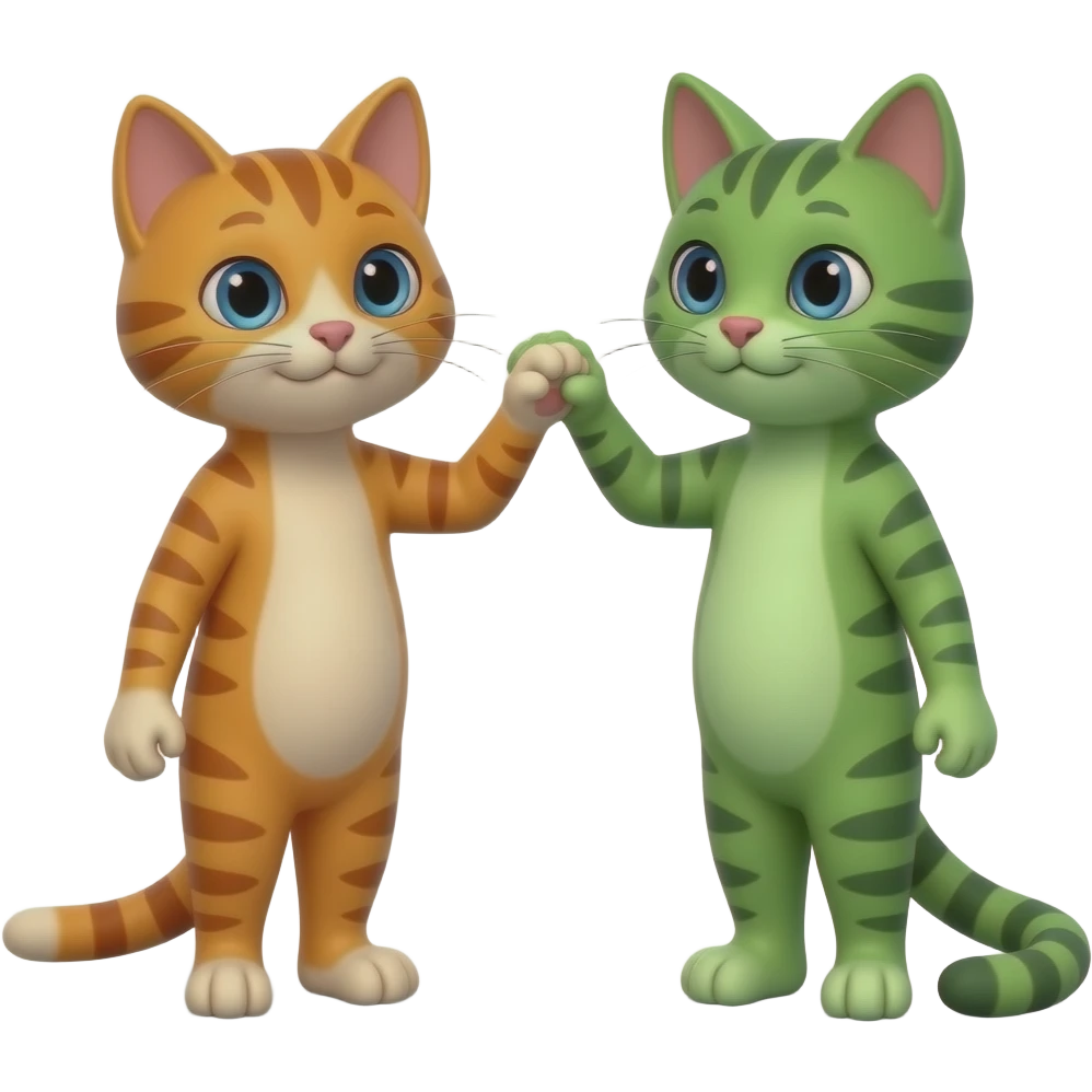 handshake of red and green cats emoji