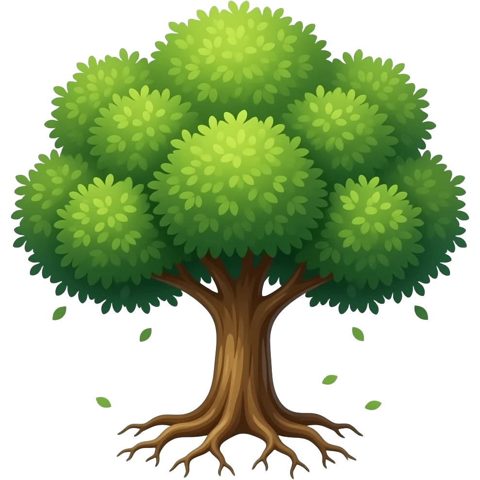 5 prominent roots of a tree emoji