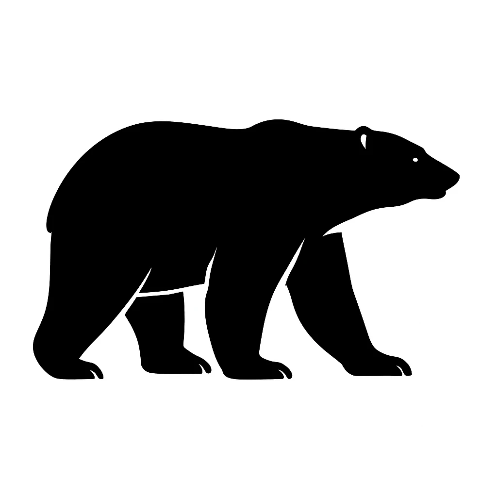Polar bear black silhouette white background emoji