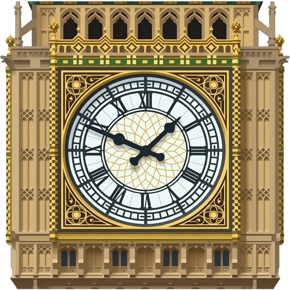 Big Ben, isolated, centered, single subject only, no background, no scenery, no skyline, no city view, no landscape, no extra objects, no text, detailed clock face, elegant stone tower, iconic London look emoji