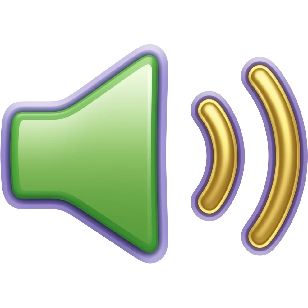 Speak (🗣️): “Stylized open mouth or sound waves in vibrant green and gold with purple outlines, voice symbol, empowering flat illustration” emoji