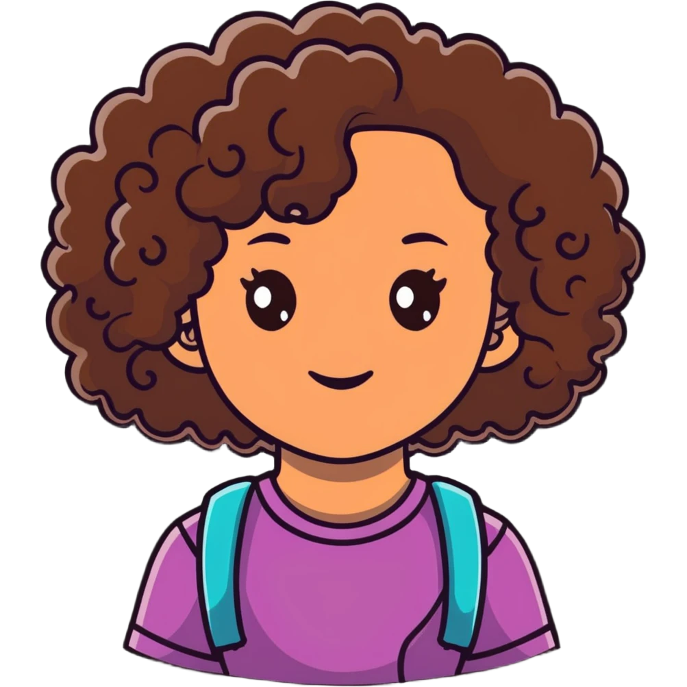 girl with curly brown hair, dark brown eyes, and brown skin emoji