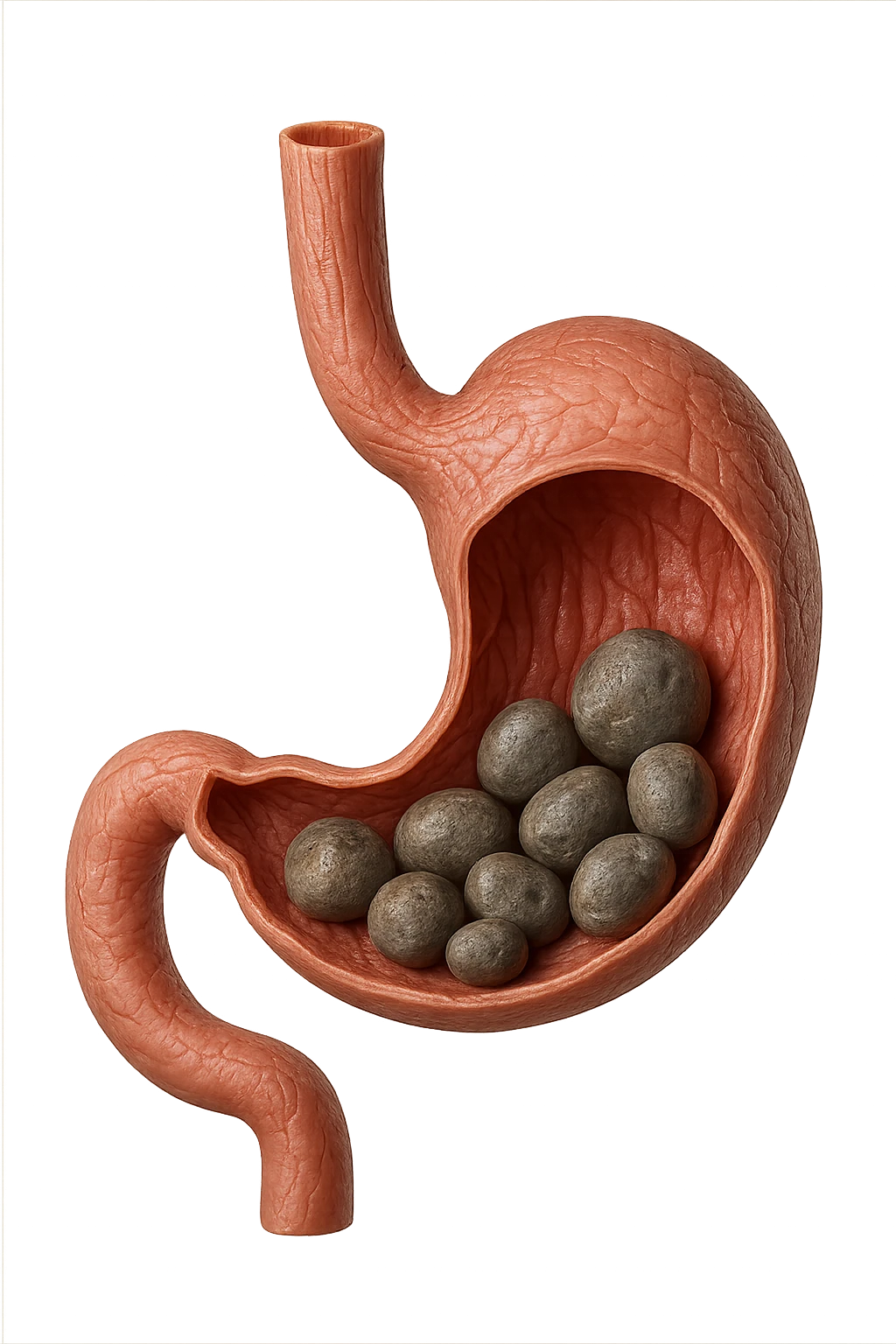 Sassi nello stomaco durante la digestione in 3d realistica emoji