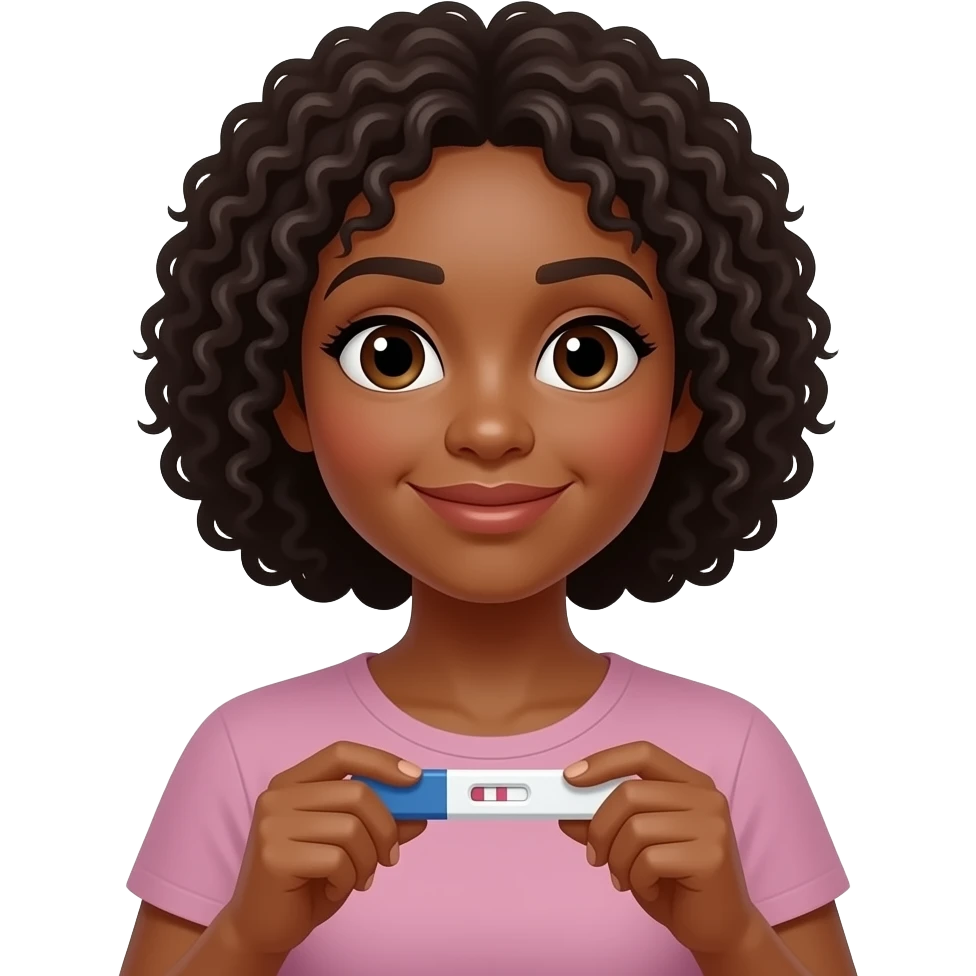 Black women holding positive pregnancy test emoji