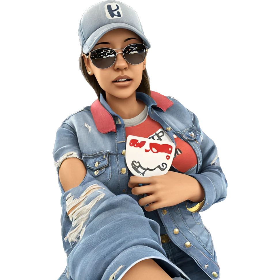 girl in denim with sunglasses emoji