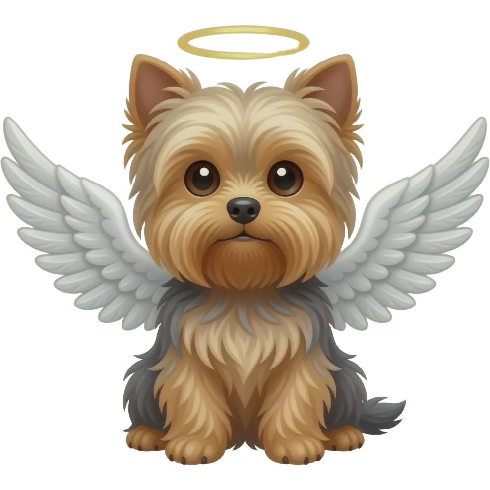 Yorkie with wings and halo emoji