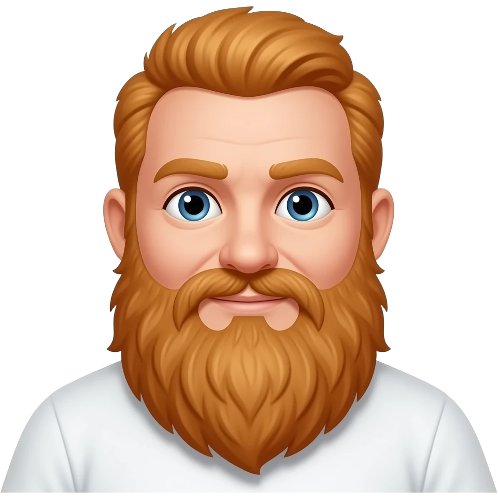 A white bold man. He has chubby cheeks and a long ginger beard. emoji