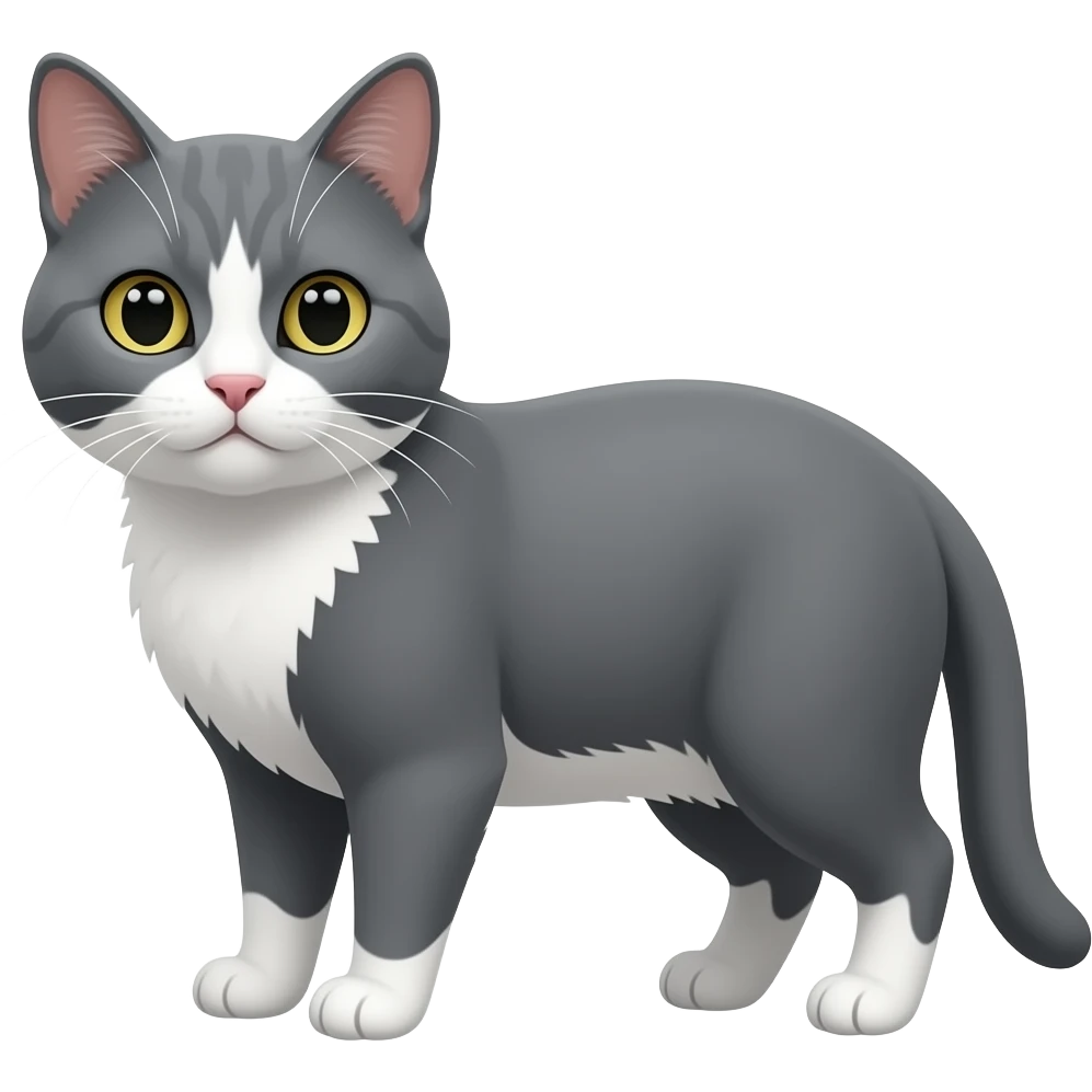 Gato gris con pecho blanco emoji