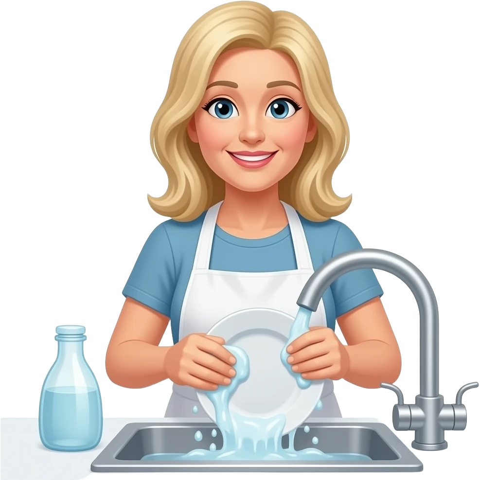 50 year old long blonde hair woman doing housework emoji
