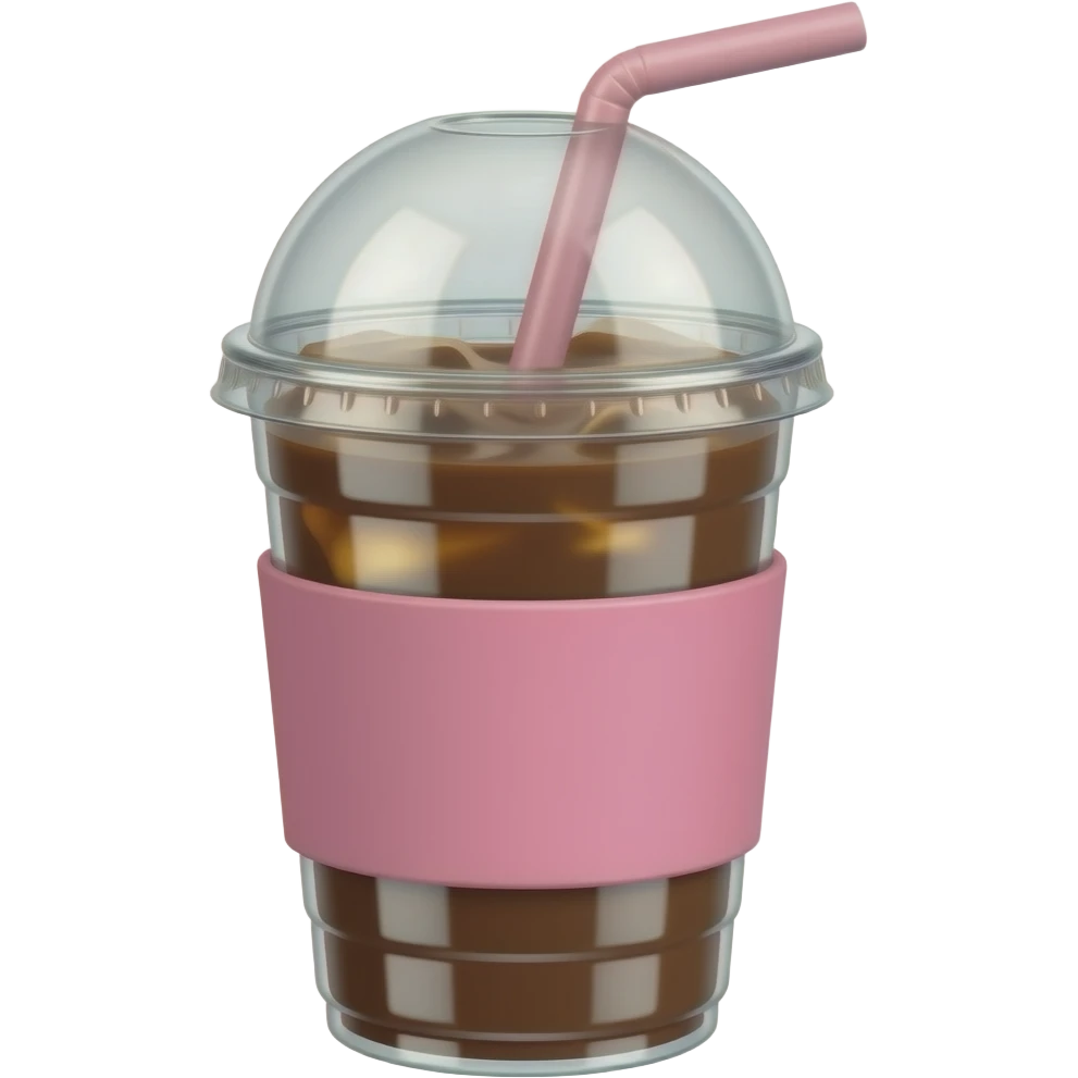 iced coffee with a clear cup and pink sleeve emoji