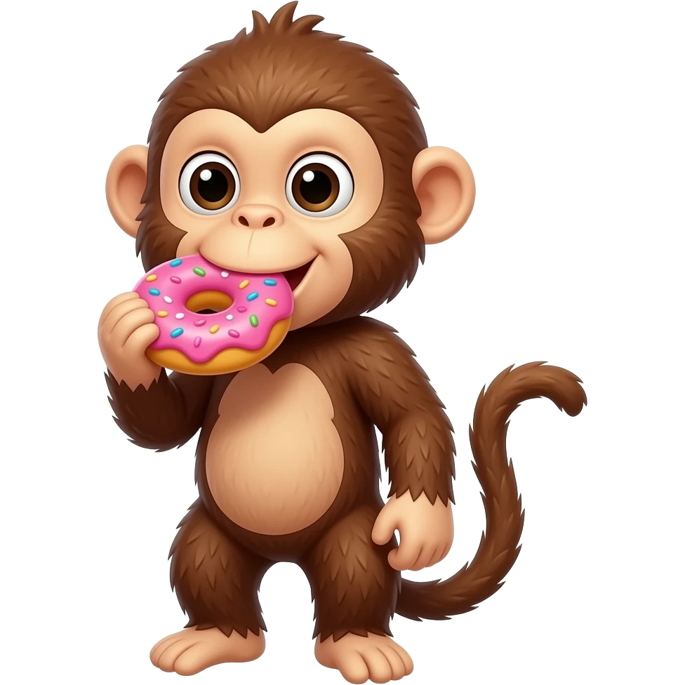 monkey  eating a pink donut emoji