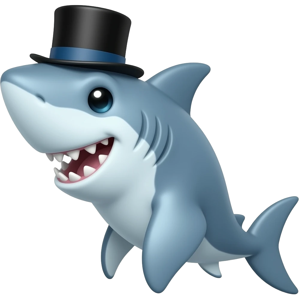 Shark with a top hat emoji