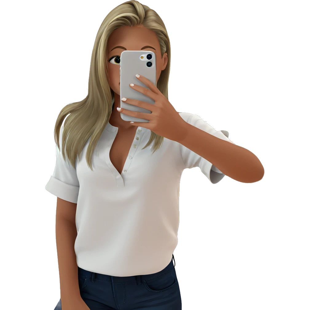 girl taking selfie indoors emoji