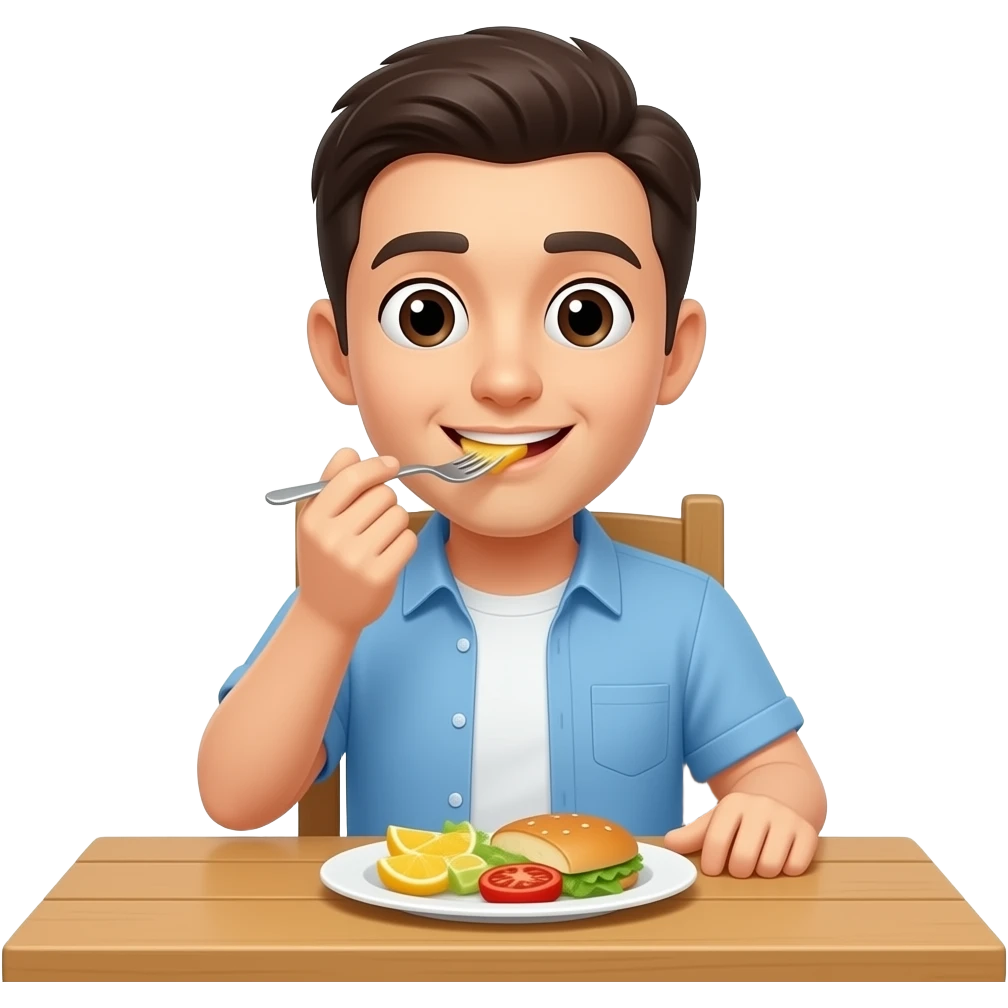 sitting at a table eating emoji