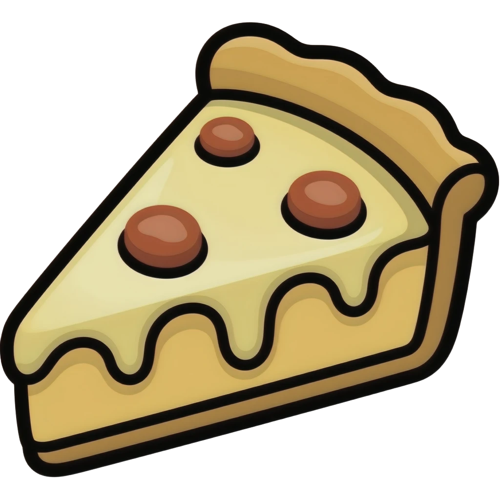 thick black outline, pie emoji, thick black outline, simple cartoon emoji