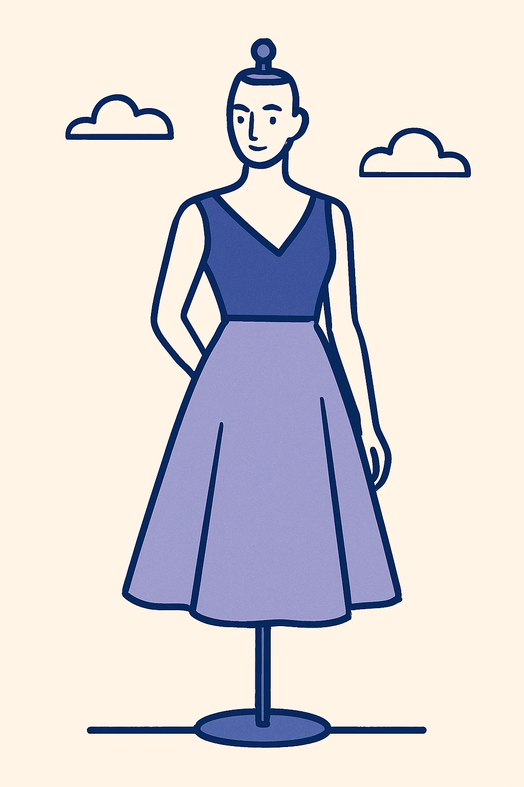 stylish dress on a mannequin, minimal modern style emoji