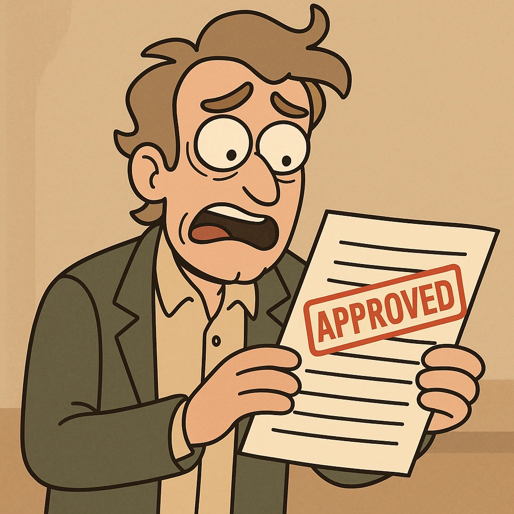 paper document with a red stamp in flat toon style emoji