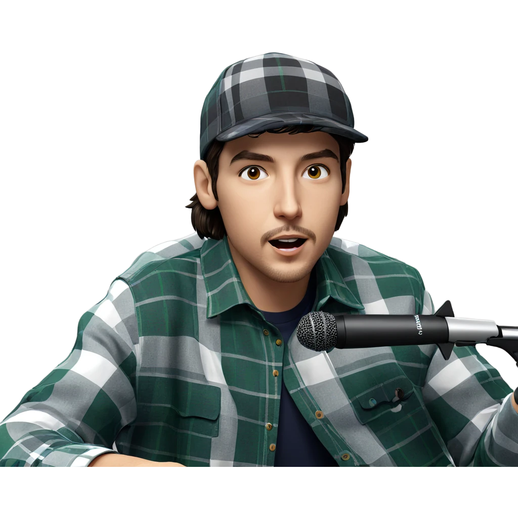 plaid shirt microphone portrait emoji