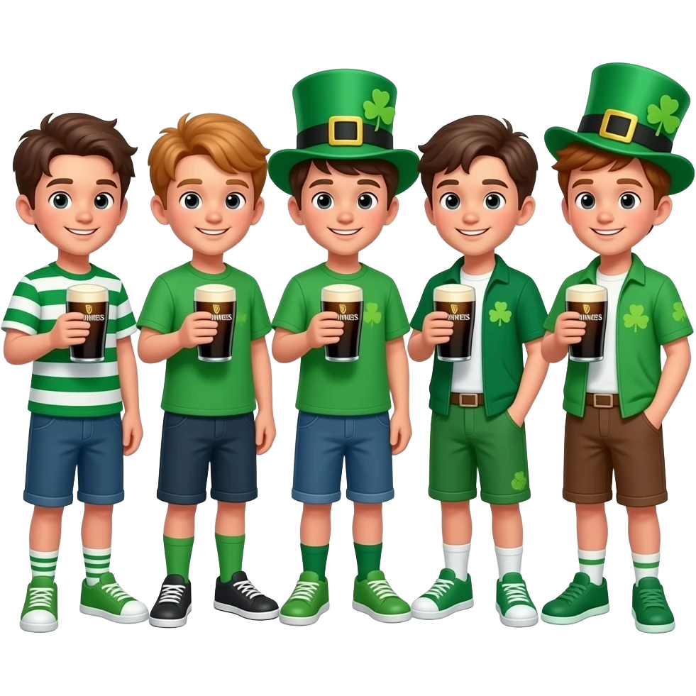 Pints of Guinness and 5 irish boys st Patrick's day in florida emoji