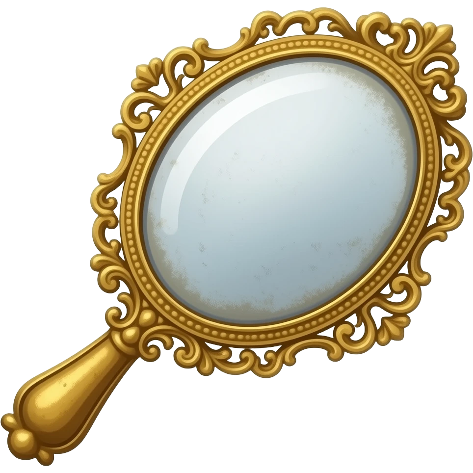 vintage style gold handheld mirror emoji