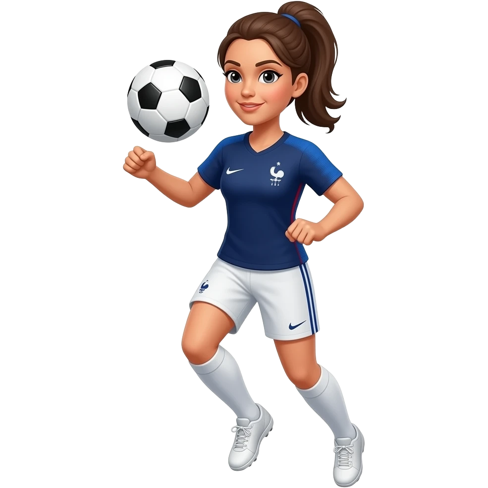 A woman playing French soccer bouncing the ball off her chest emoji