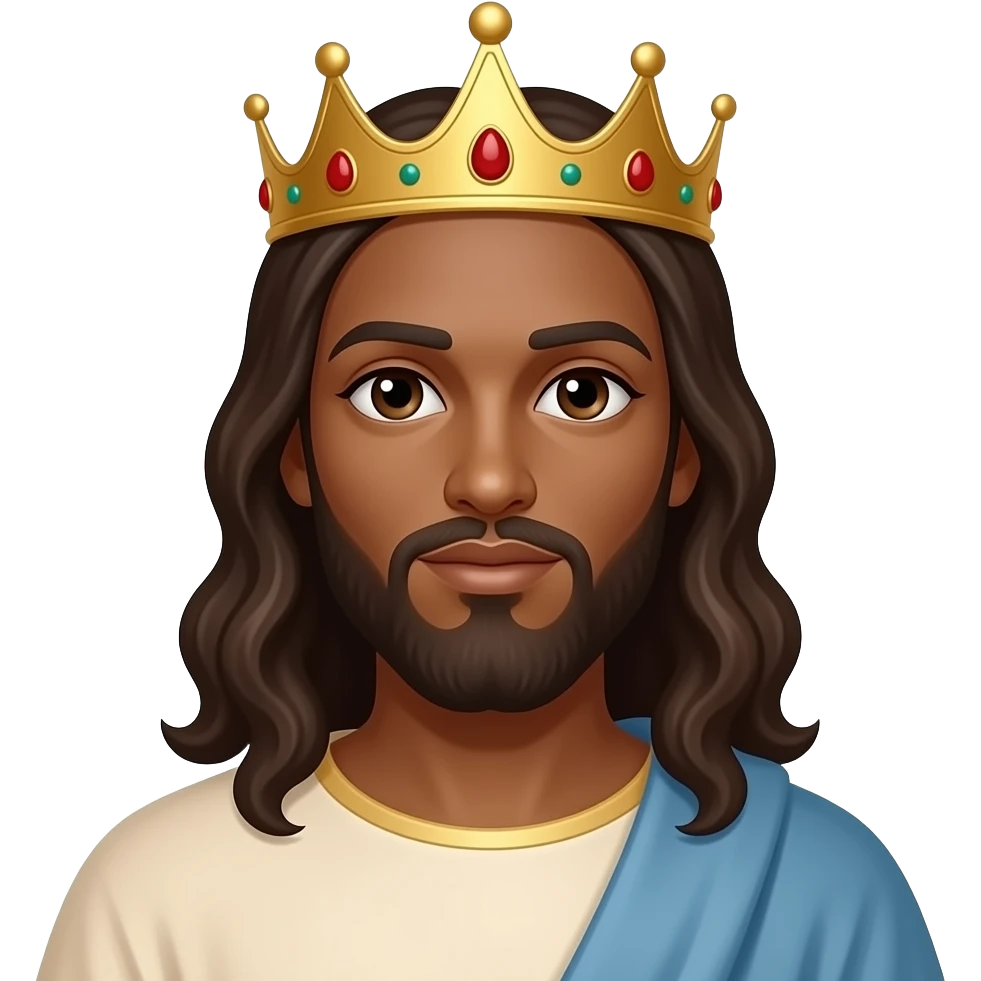 African American sand skin complexion Jesus Christ wearing tunic and a crown on his head emoji
