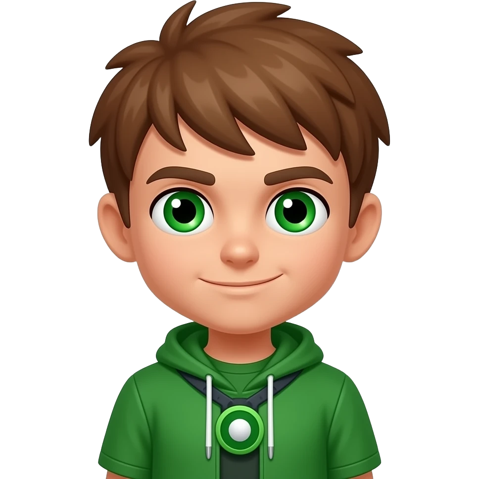 Ben. 10. Es. Un. Chico.  Con. El. Omnitrix. Hey. Lotine. En. Muñeca. Ojos. Verdes. Con. Wuen.  Y. El. Habulo. Max emoji