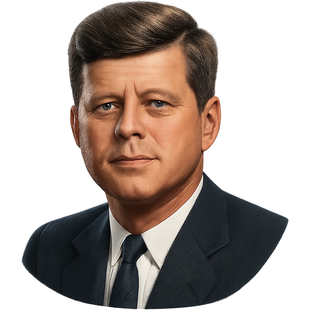 realistic icon of John F. Kennedy, clean and focused, no background emoji