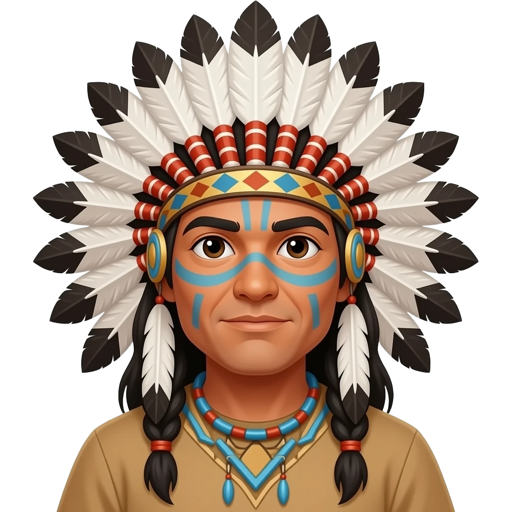 Native American man with headdress with face paint emoji