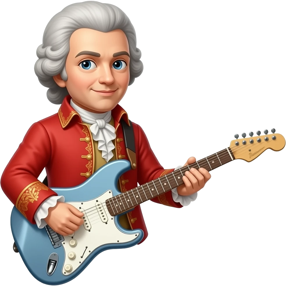 Mozart with metal electric guitar emoji
