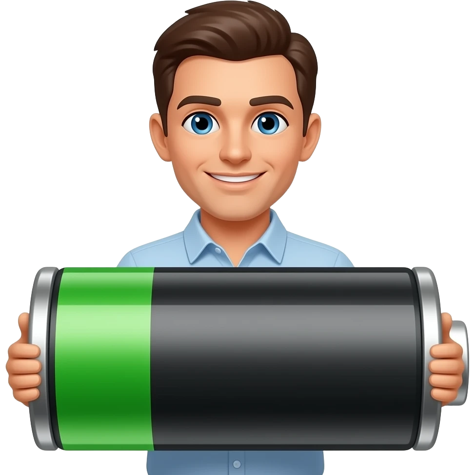 This person with a huge battery emoji