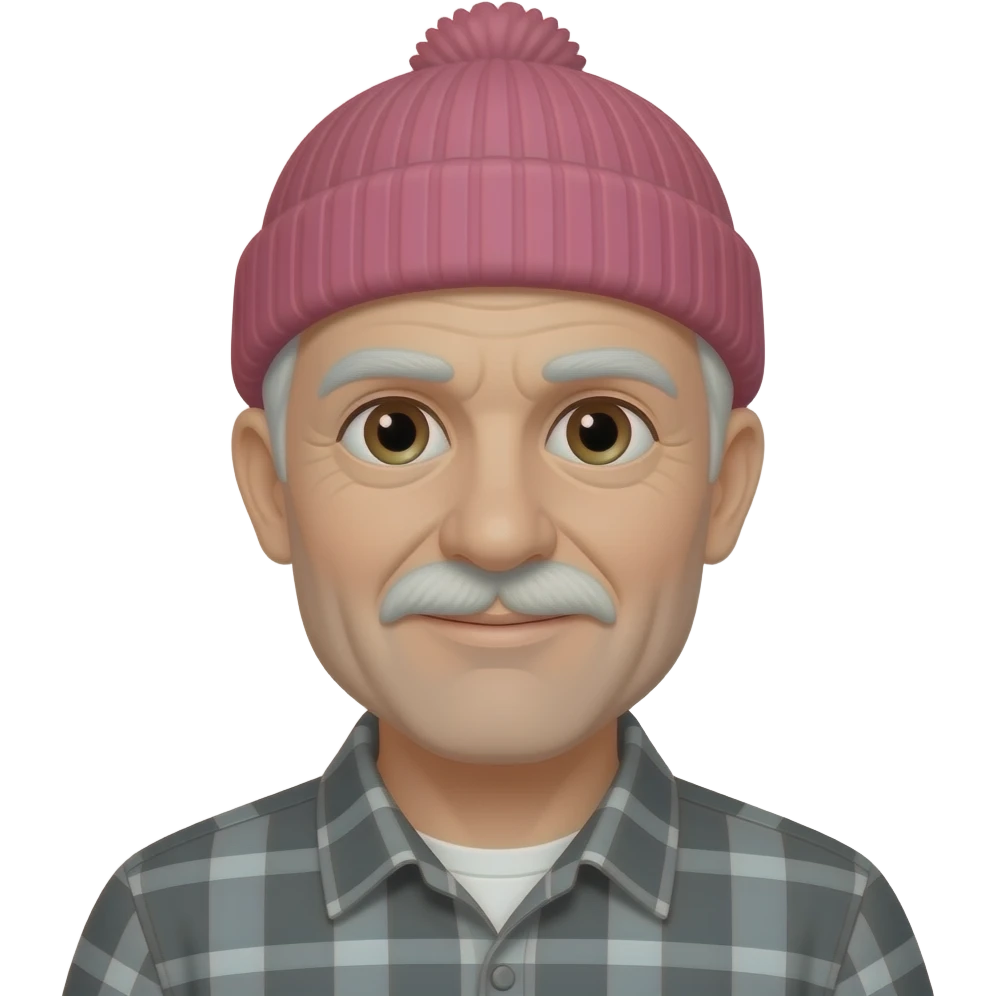 grandpa with red hair and pink beane emoji