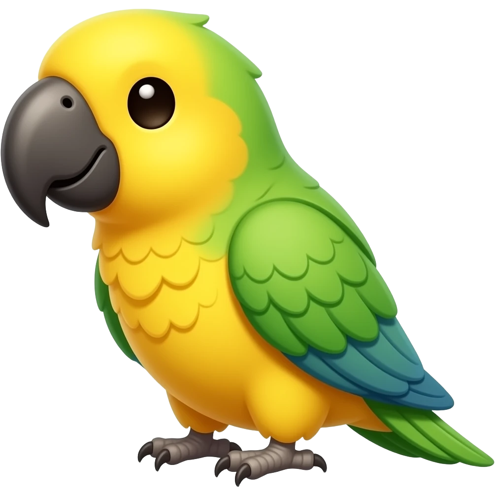 Perico amarillo con verde kawaii emoji
