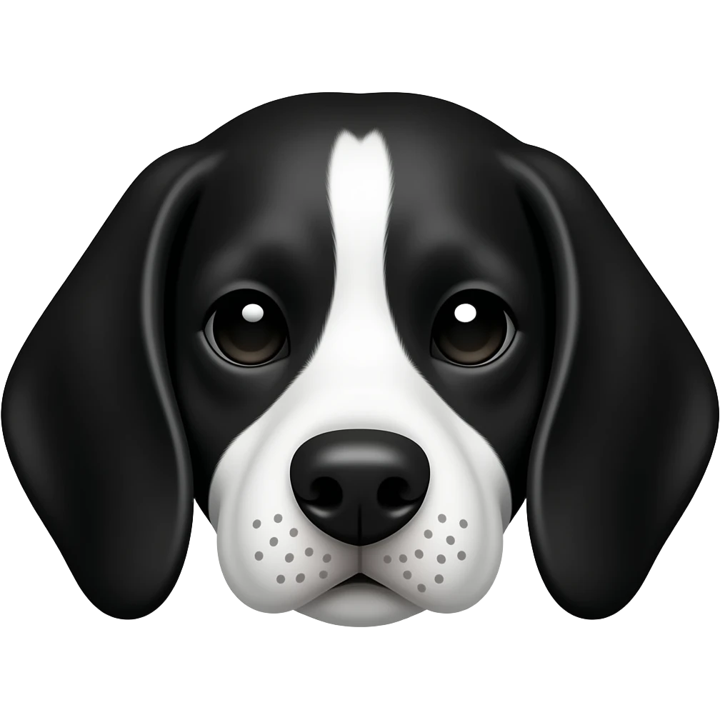 Black white beagle face black ears freckled nose emoji