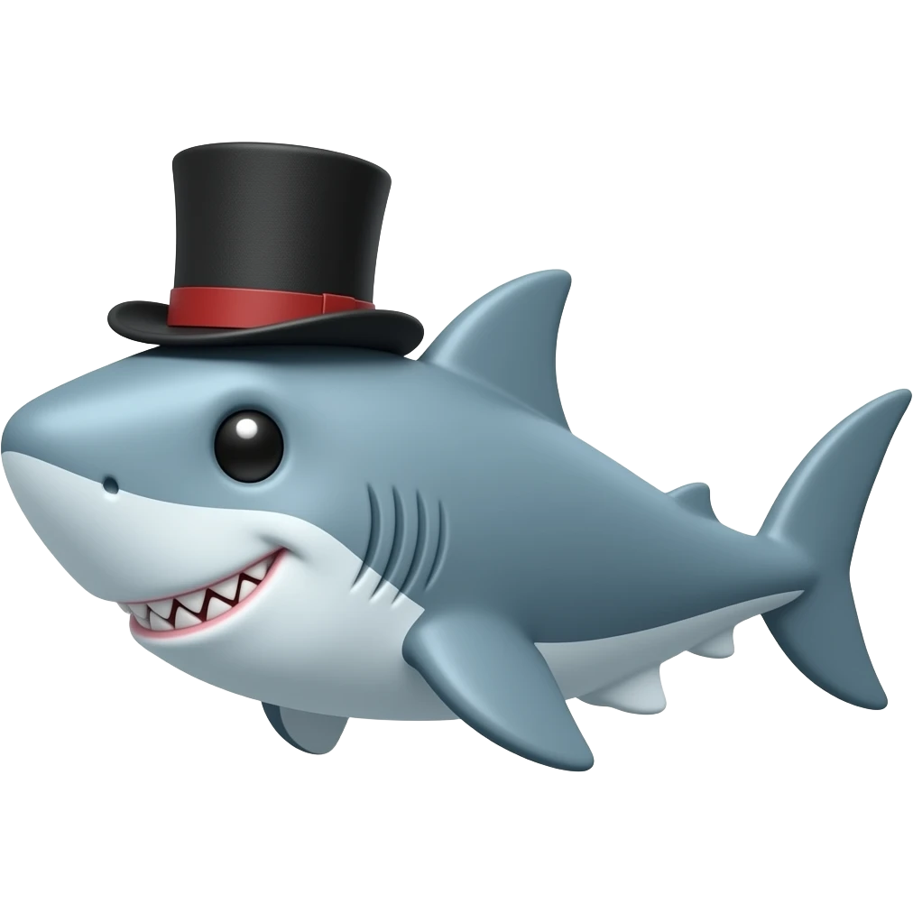 Shark with a top hat emoji