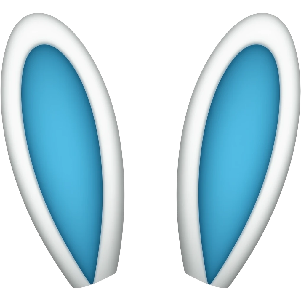 White rabbit ears with blue inner ears emoji