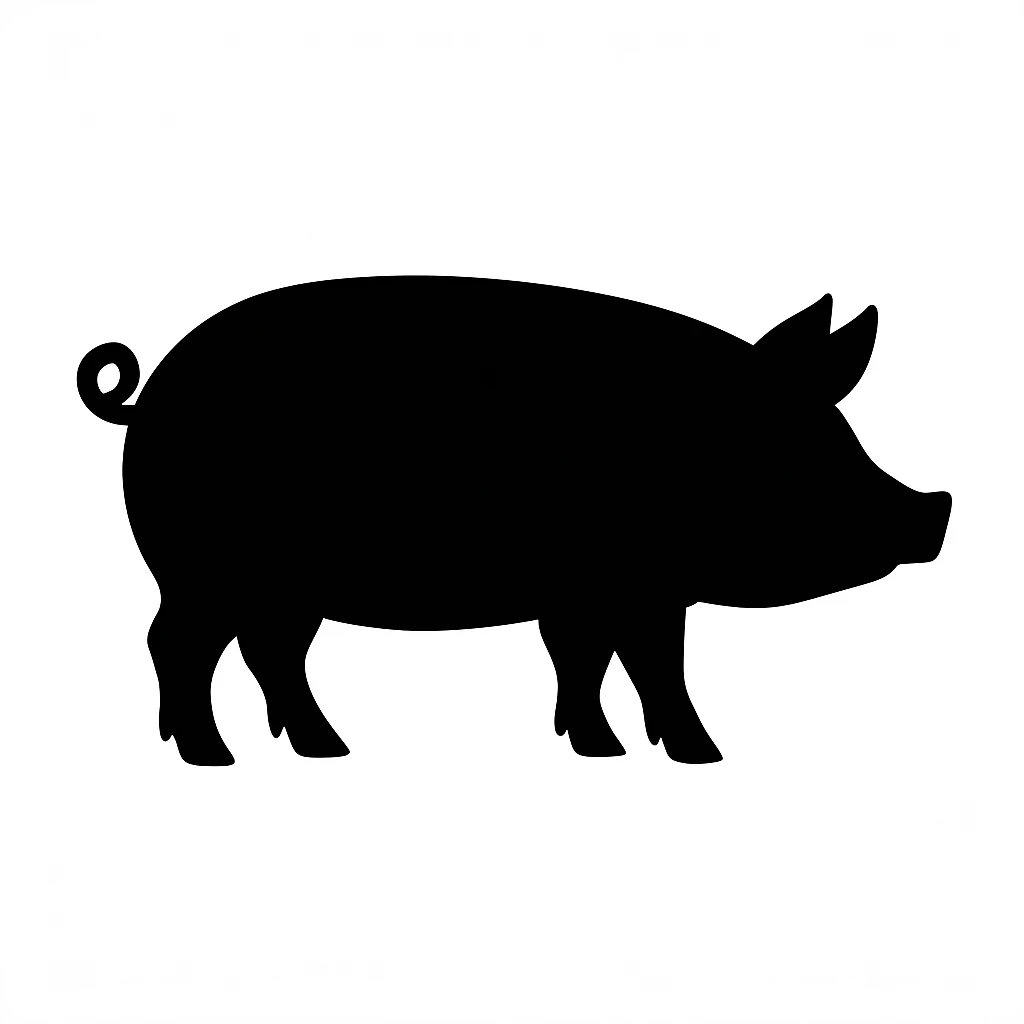 Pig black silhouette white background emoji