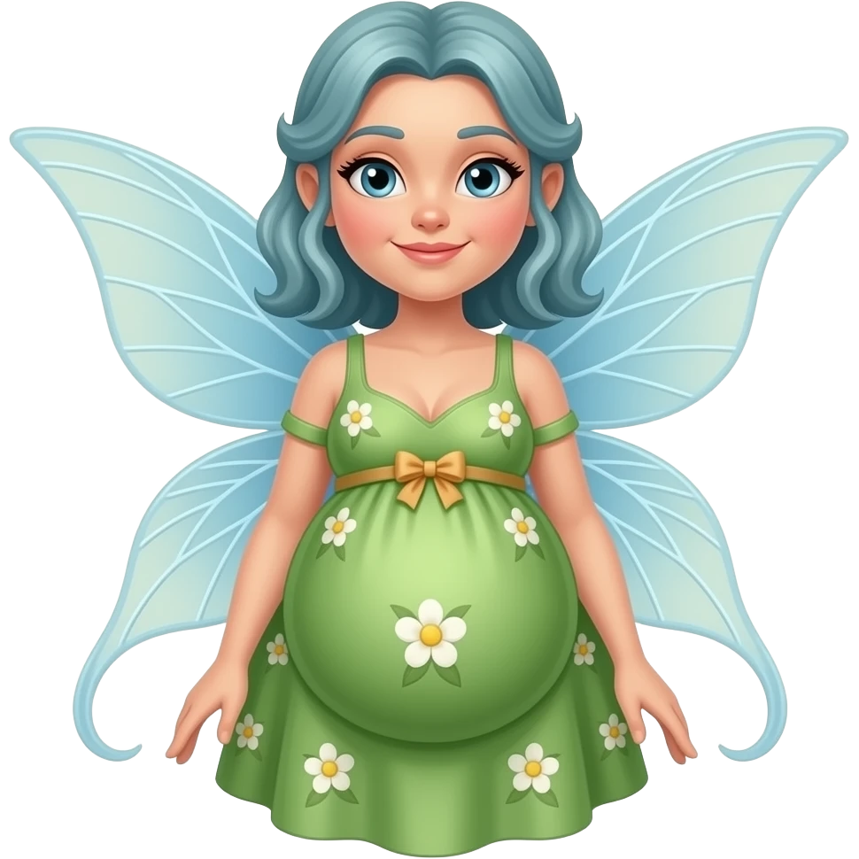 A fairy with a large overstuffed tummy makes her look heavily pregnant,her bellybutton likes kissing everything. emoji