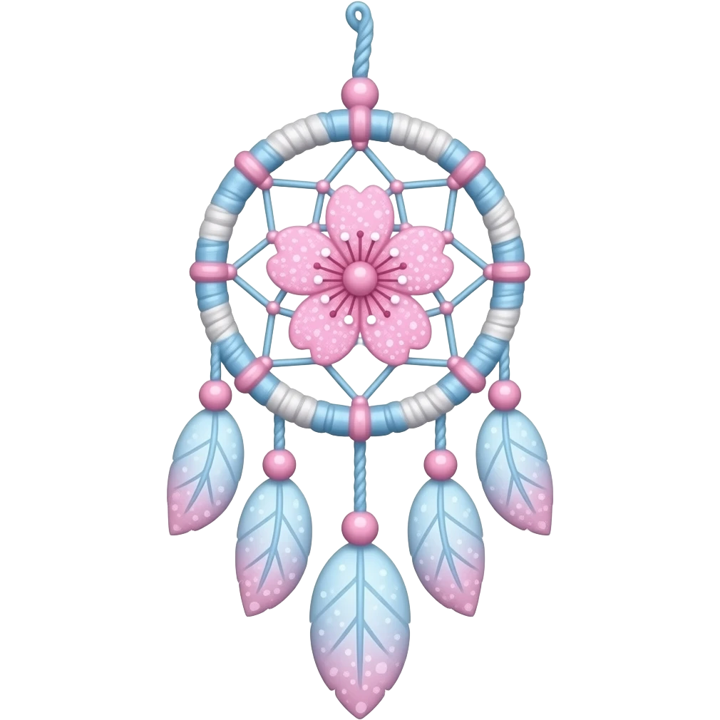 Glittery sparkly gradients-colored pastel bluish and pinkish and whitish hanging Rosy shiny glossy sparkly romantic pastel Pastel Sakura dreamcatcher-suncatcher emoji