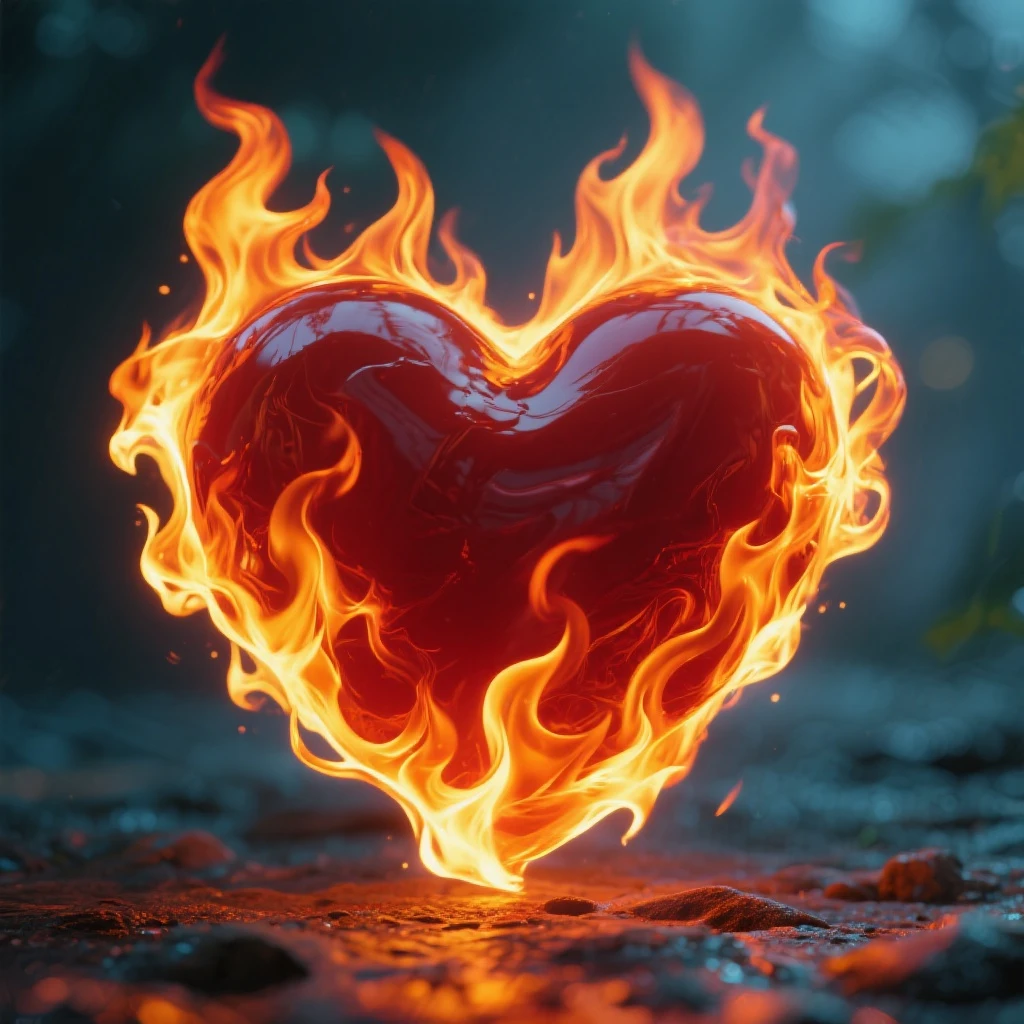 emo heart with flames emoji