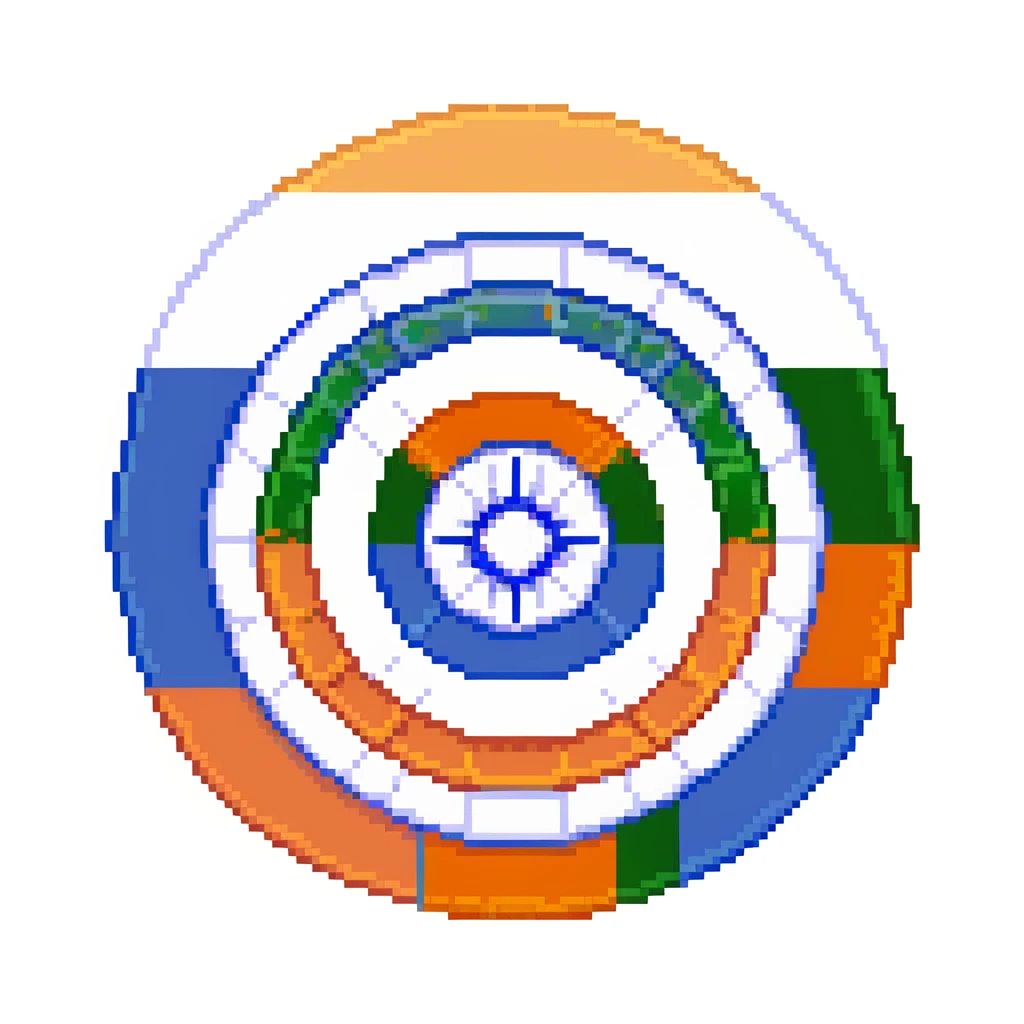 Waving India flag with tricolor bands and blue chakra wheel emoji